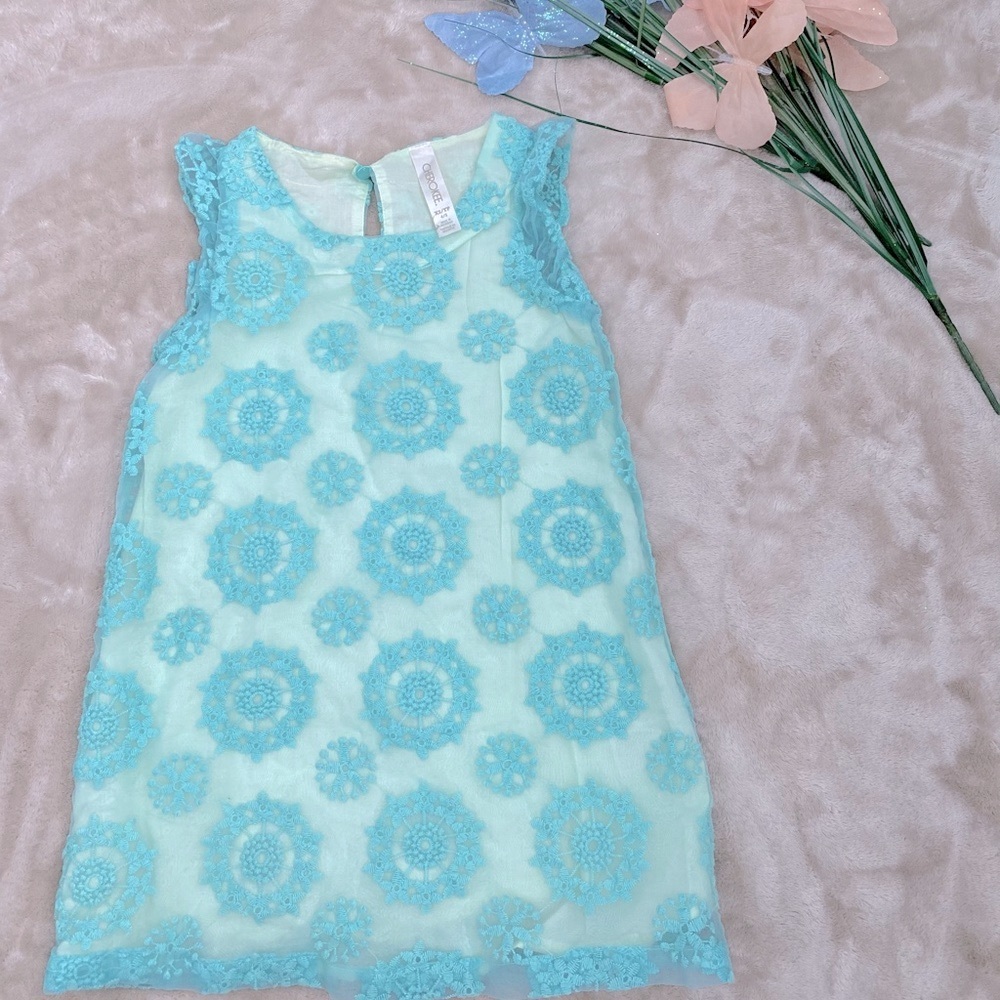 Teal Floral Kids Dress